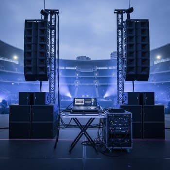 Комплект для живого сета: сцена, топы и сабвуферы