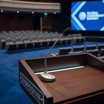 Пюпитр-микрофон на трибуне для конференции