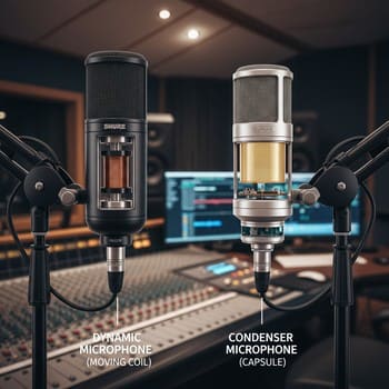 Динамический и конденсаторный микрофоны рядом — сравнение капсул