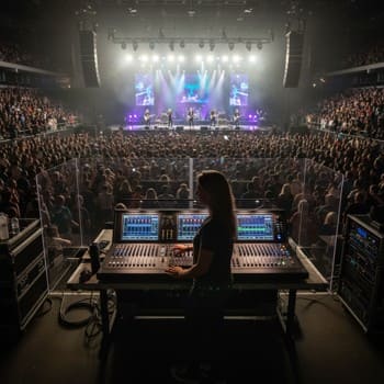 FOH-инженер у пульта — контроль фронта и речи