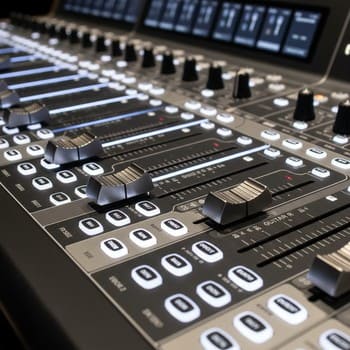 Фейдеры микшера крупным планом — точный контроль уровней