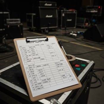 Лист входов сцены: микрофоны и инструменты