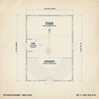 План помещения со схемой питания и точками подвеса