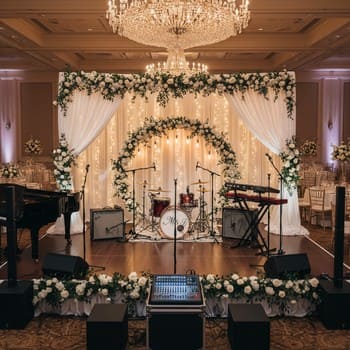 Свадебная площадка с живой группой и акустическими системами